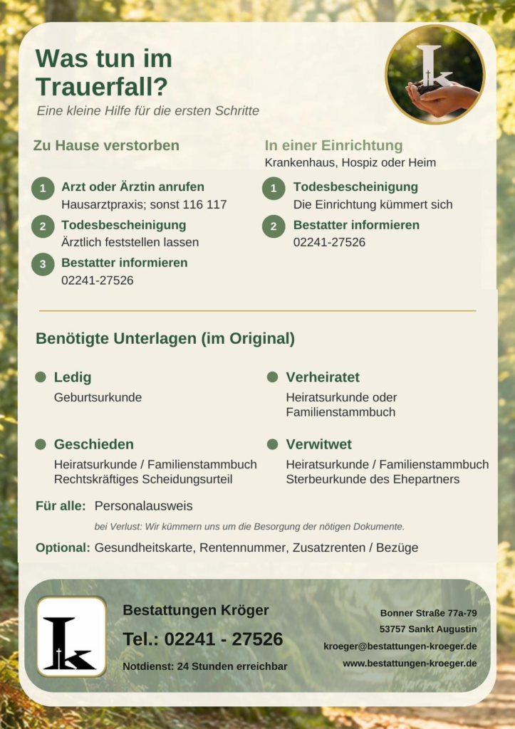handflyer_bestattungen_kroeger_trauerfall_A5_8K Was tun im Trauerfall Handflyer